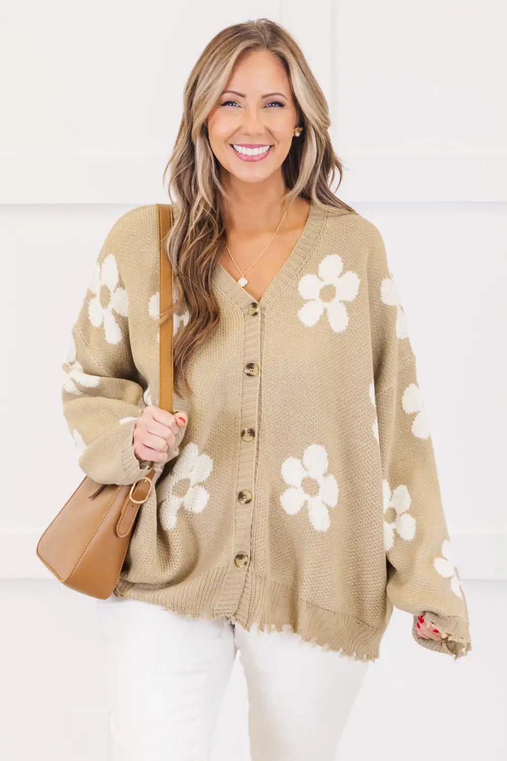 Leave Flowers Cardigan, Taupe