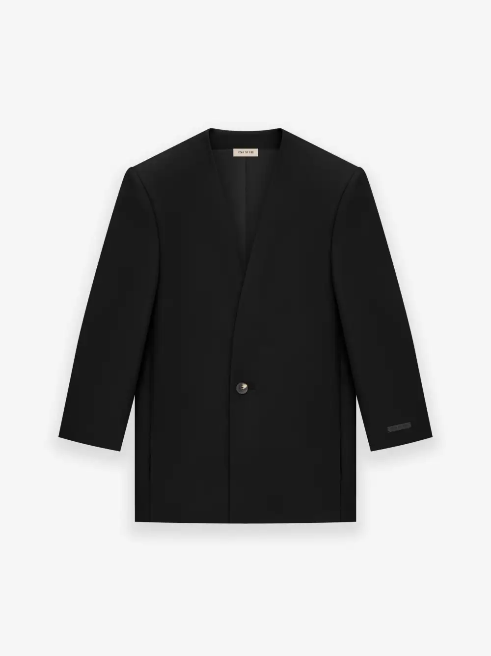 Wool Gabardine Lapelless Suit Jacket