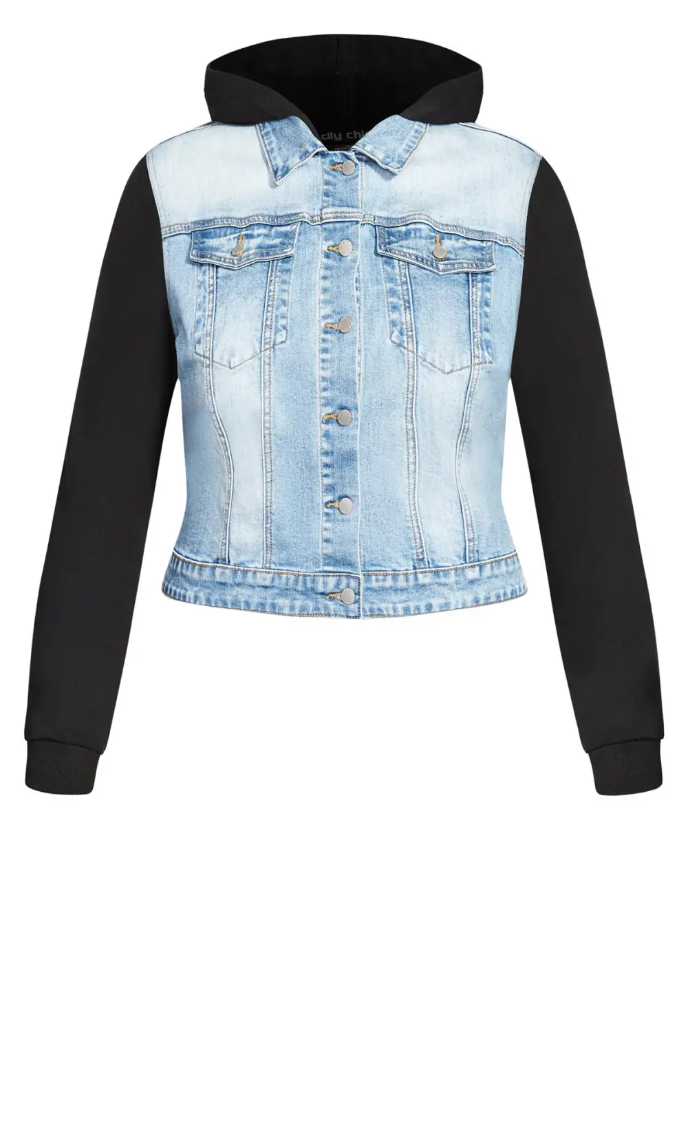 Evans Blue & Grey Cropped Denim Jacket