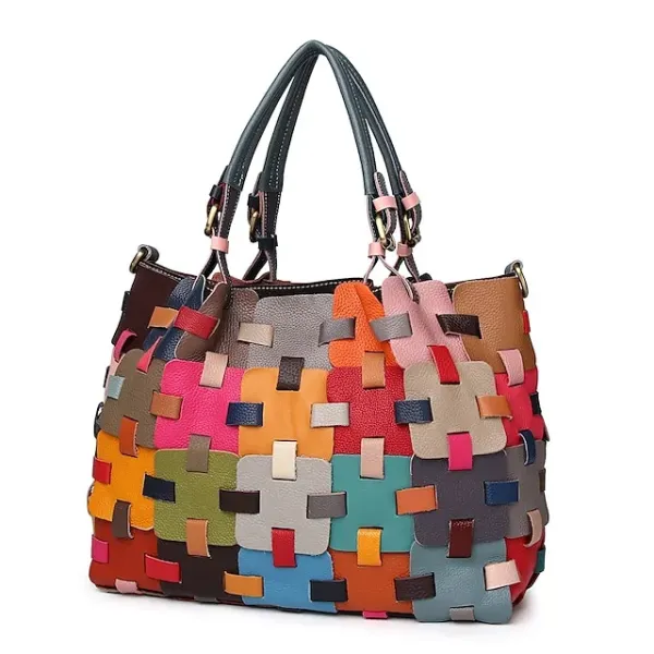 Women's Handbag Cowhide Daily Office & Career Zipper Geometric Rainbow
