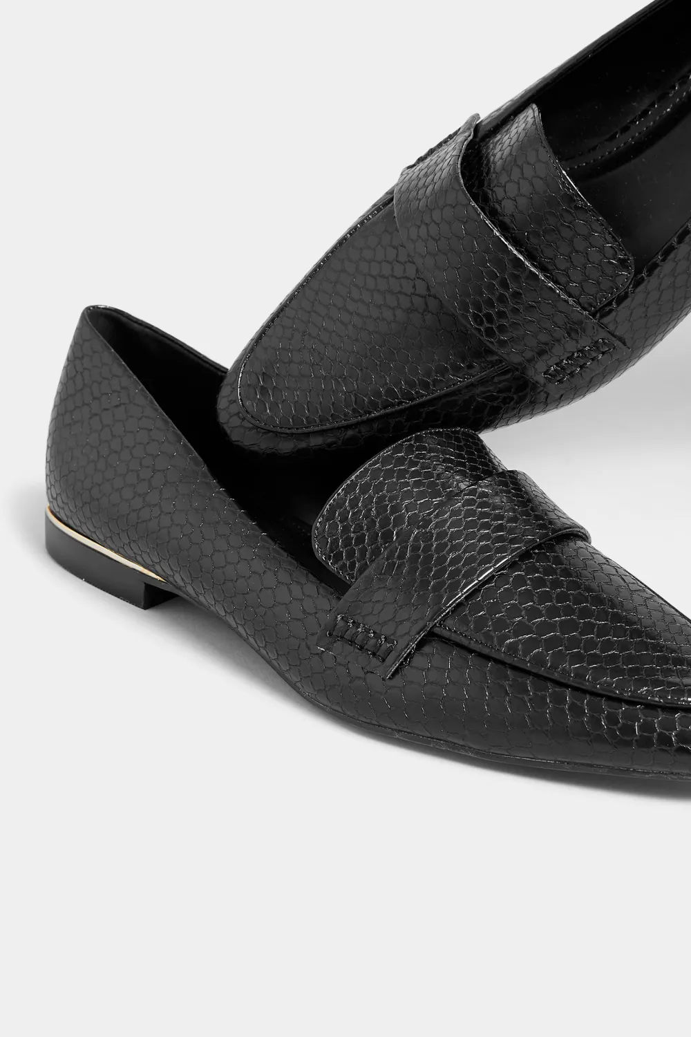 LTS Black Metal Trim Loafers In Standard Fit