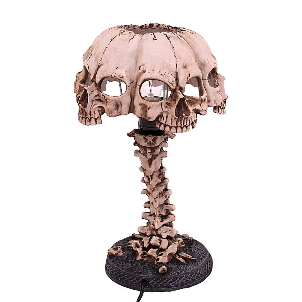 Halloween Luminous Skull Night Light Creative Resin Skull Table Lamp Home Office Decor Desktop Ornament Halloween Party Decora