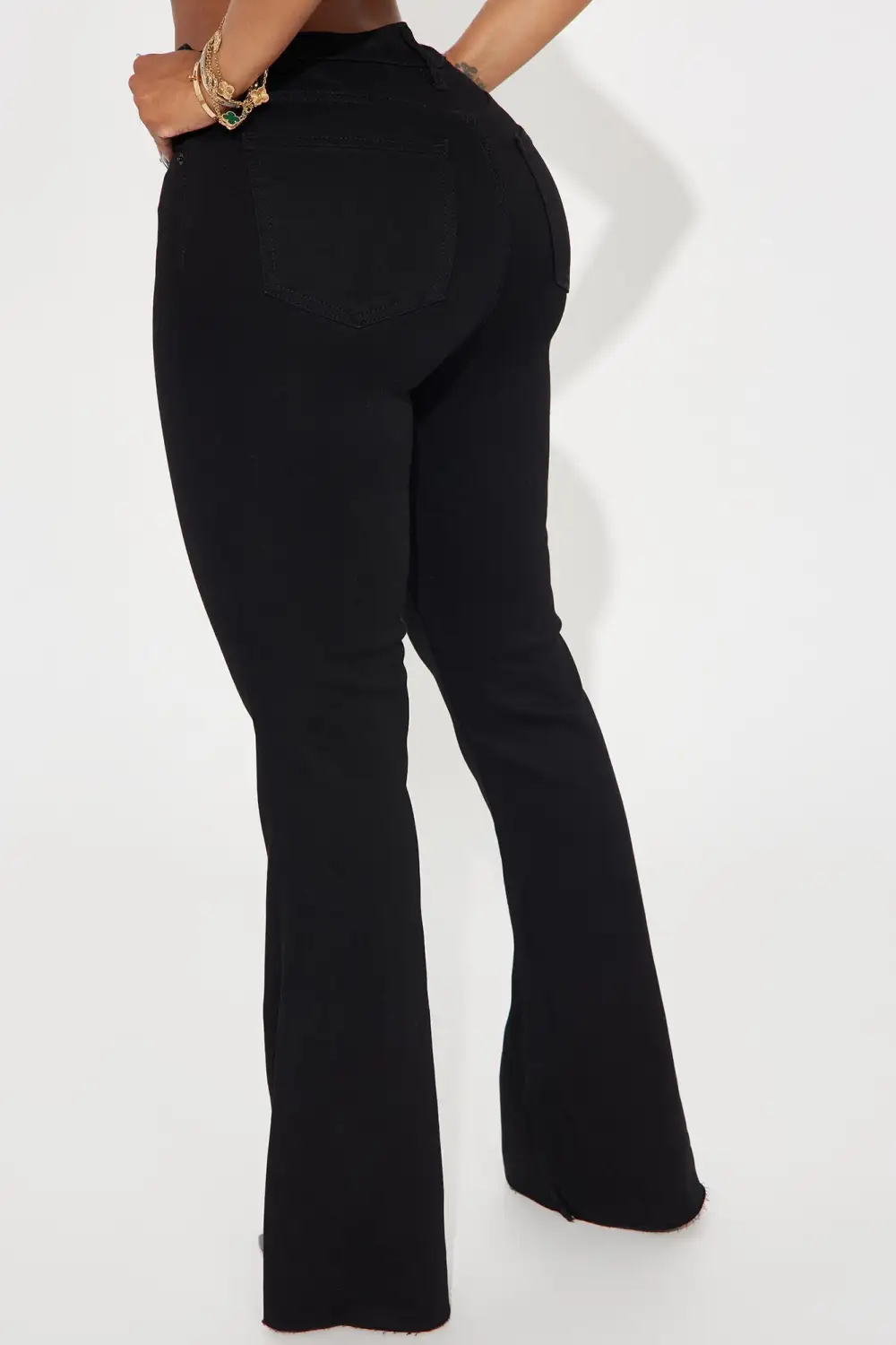 Watch And Learn Stretch Flare Jeans - Black