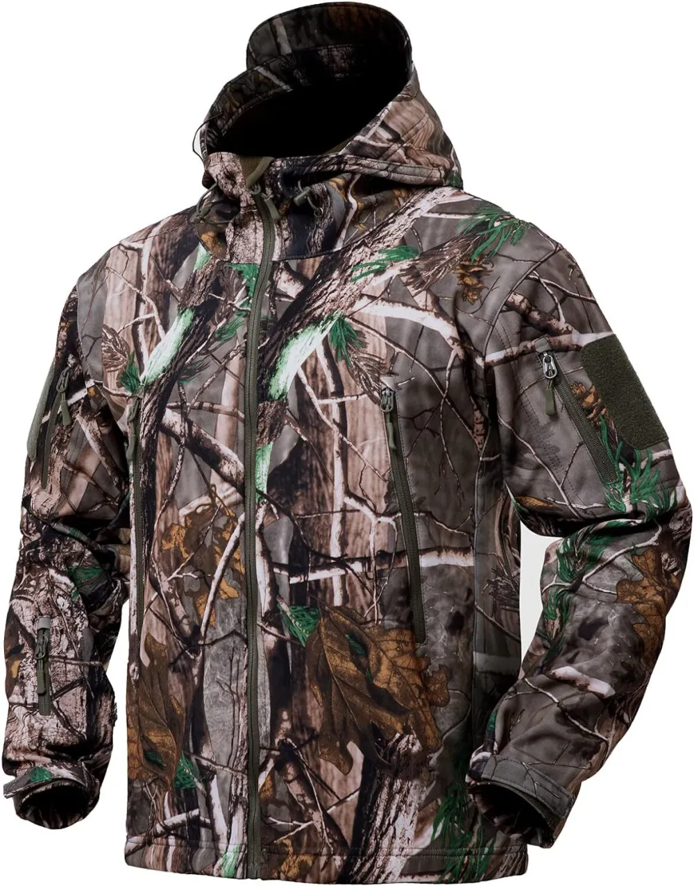 Hunting Jacket for Men Quiet Hunting Camouflage Clothing Hoodie Camo Coat Water-Repellent Windproof