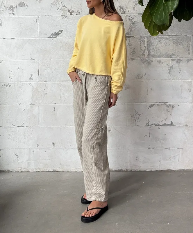 Pull-On Barrel Leg Pants