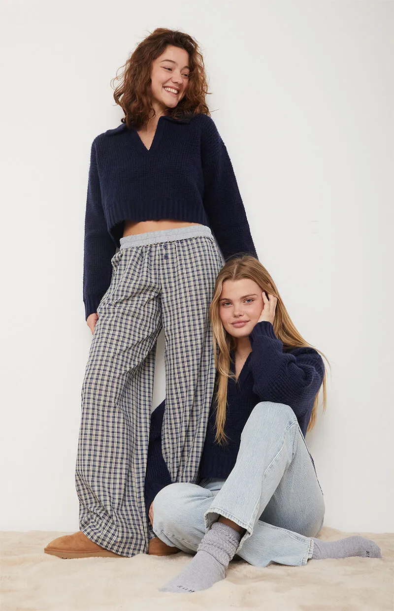 LA Hearts Gabriela Waffle Knit Collared Sweater