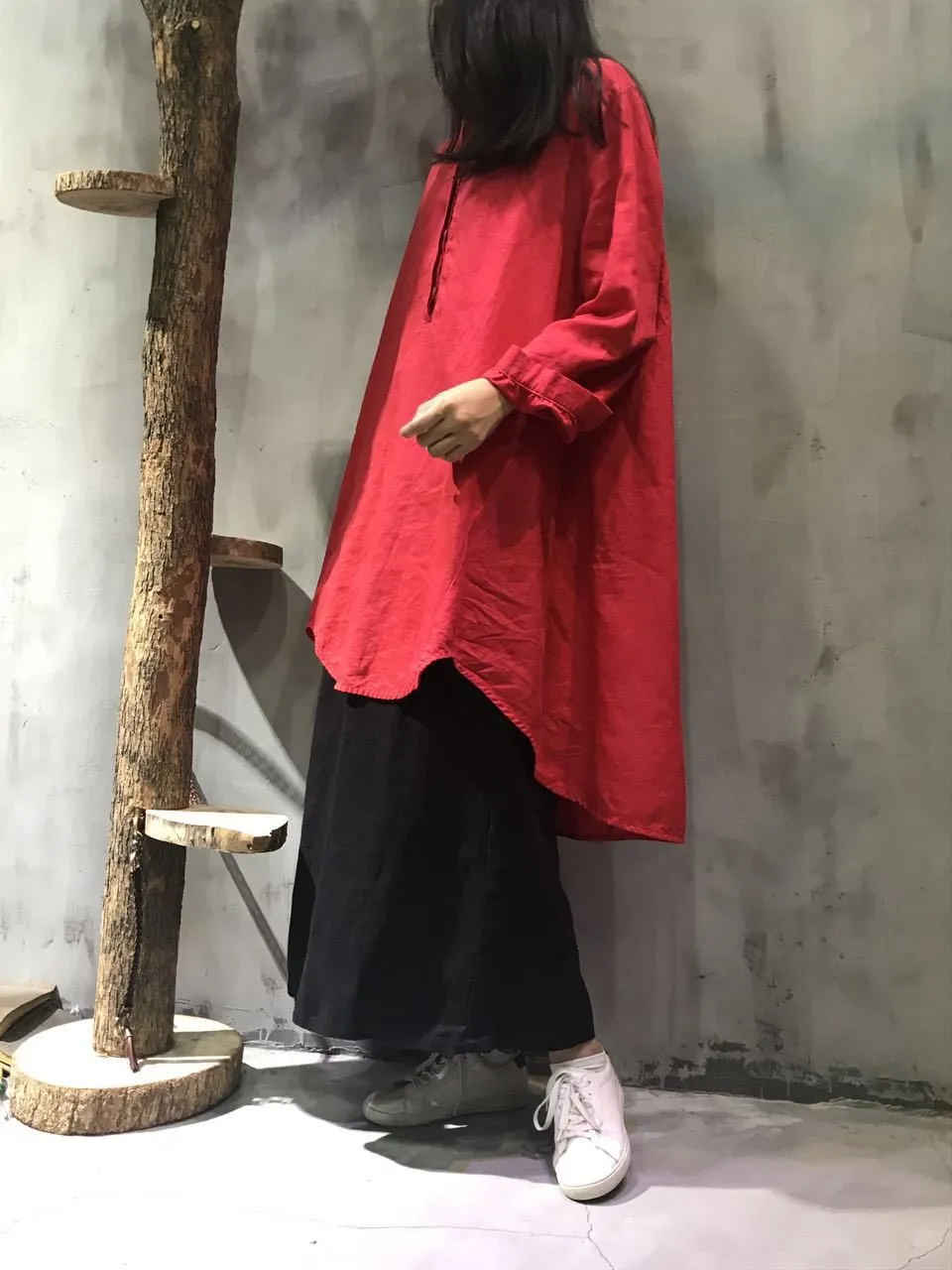 Women's lantern sleeve shirt dress