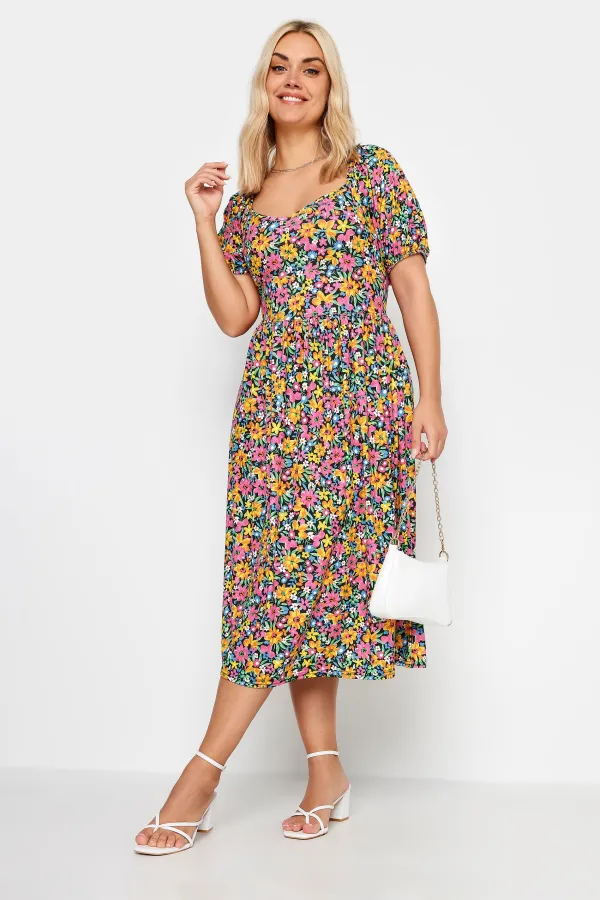 YOURS Curve Yellow Floral Midaxi Dress