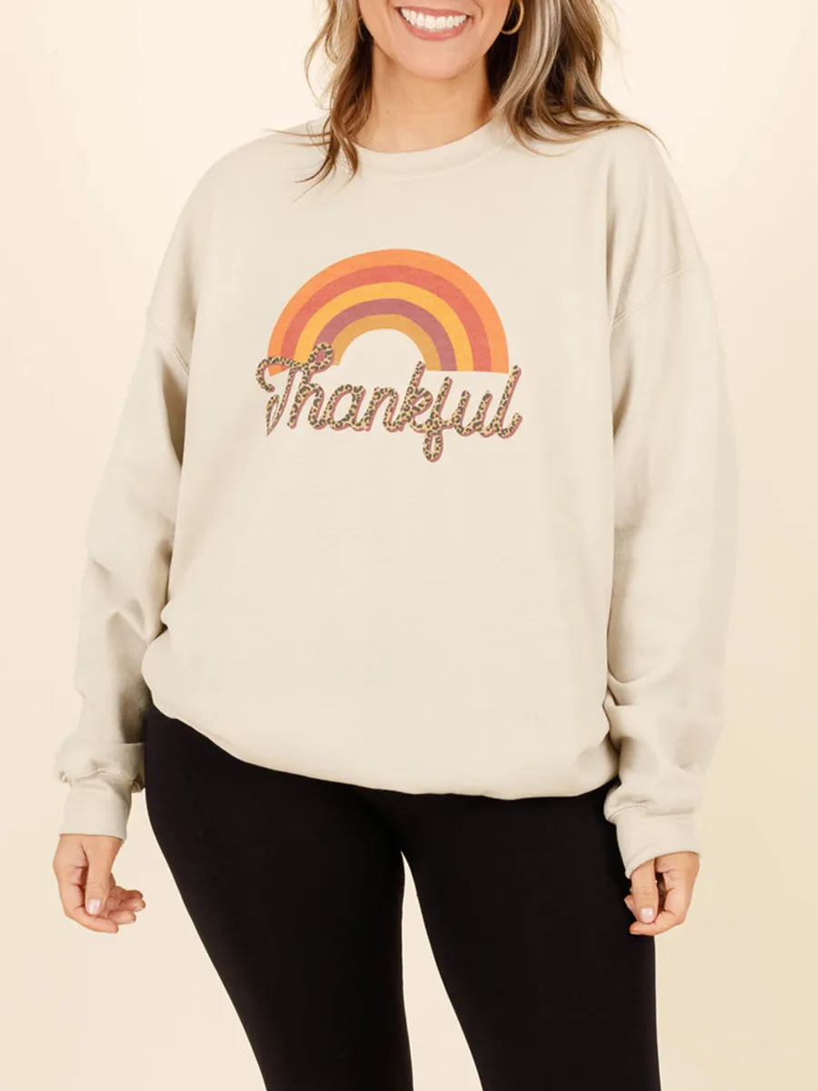 单个sku，没有原价-Rainbow Leopard Letter Print Loose Hoodie