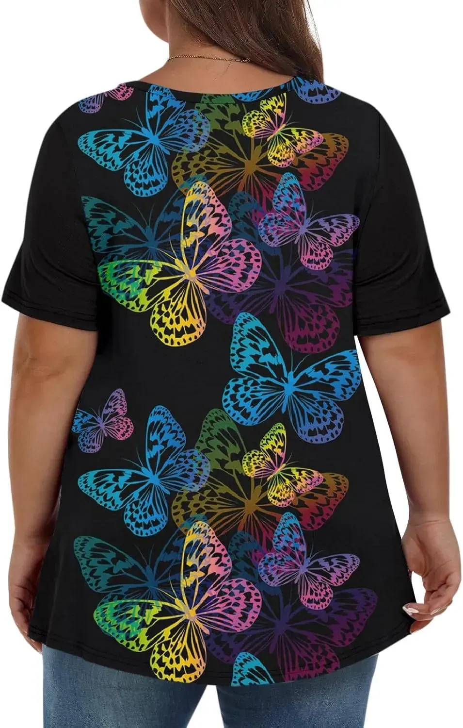 Plus Size Tops for Women Dressy Short Sleeve V Neck Shirts for Women Summer Tops for Women 2024 Floral Print Top