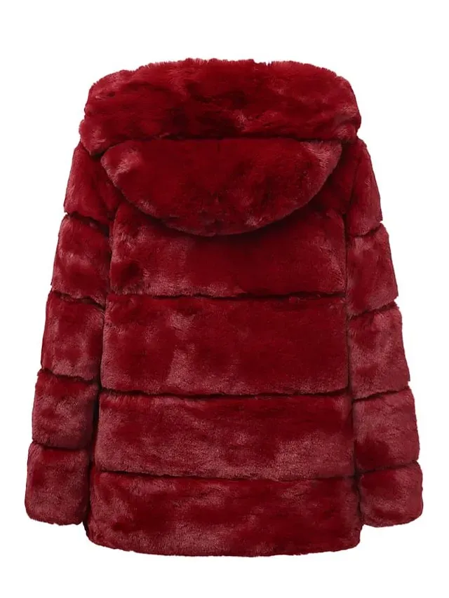 Women's Faux Fur Coat Regular Oversized Coat Sapphire Black Wine Dark Green khaki Party Party Fall Hoodie Regular Fit S M L XL XXL 3XL / Daily