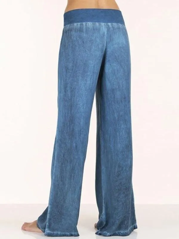 Large Casual Thin Denim Wide-leg Pants