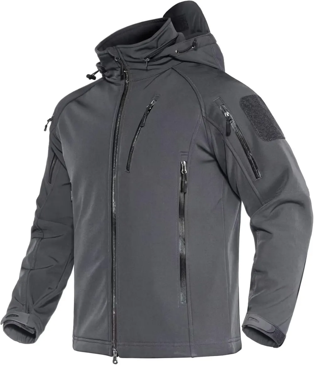 Men's Tactical Jacket 8 Pockets Water Resistant Jacket Softshell Fleece Lined Jacket Winter Coats Ski Jacket