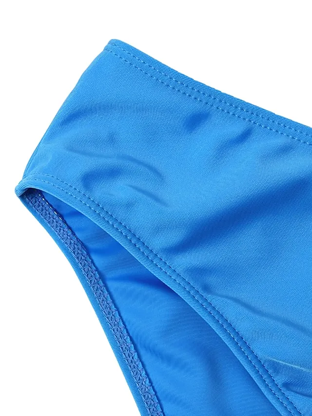 Women's Swimwear Tankini Swim Dress 2 Piece Plus Size Swimsuit Halter 2 Piece Modest Swimwear Push Up Open Back Floral Print Blue Halter V Wire Bathing Suits New Vacation Beach Wear