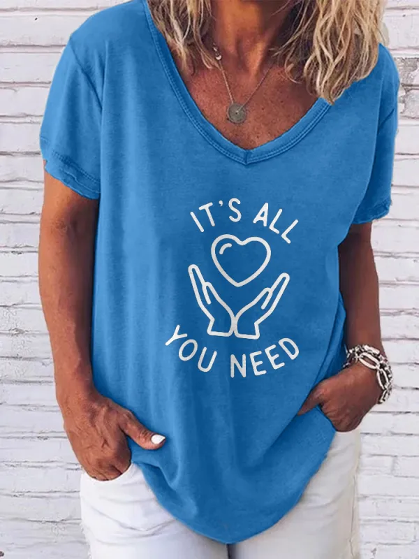 Women'S Pride Month It' All You Need V-Neck Short-Sleeved T-Shirt