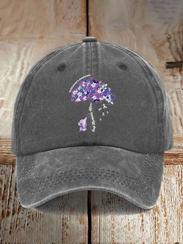 Alzheimer'S Awareness Keep Memories Aliver Floral Printed Baseball Cap