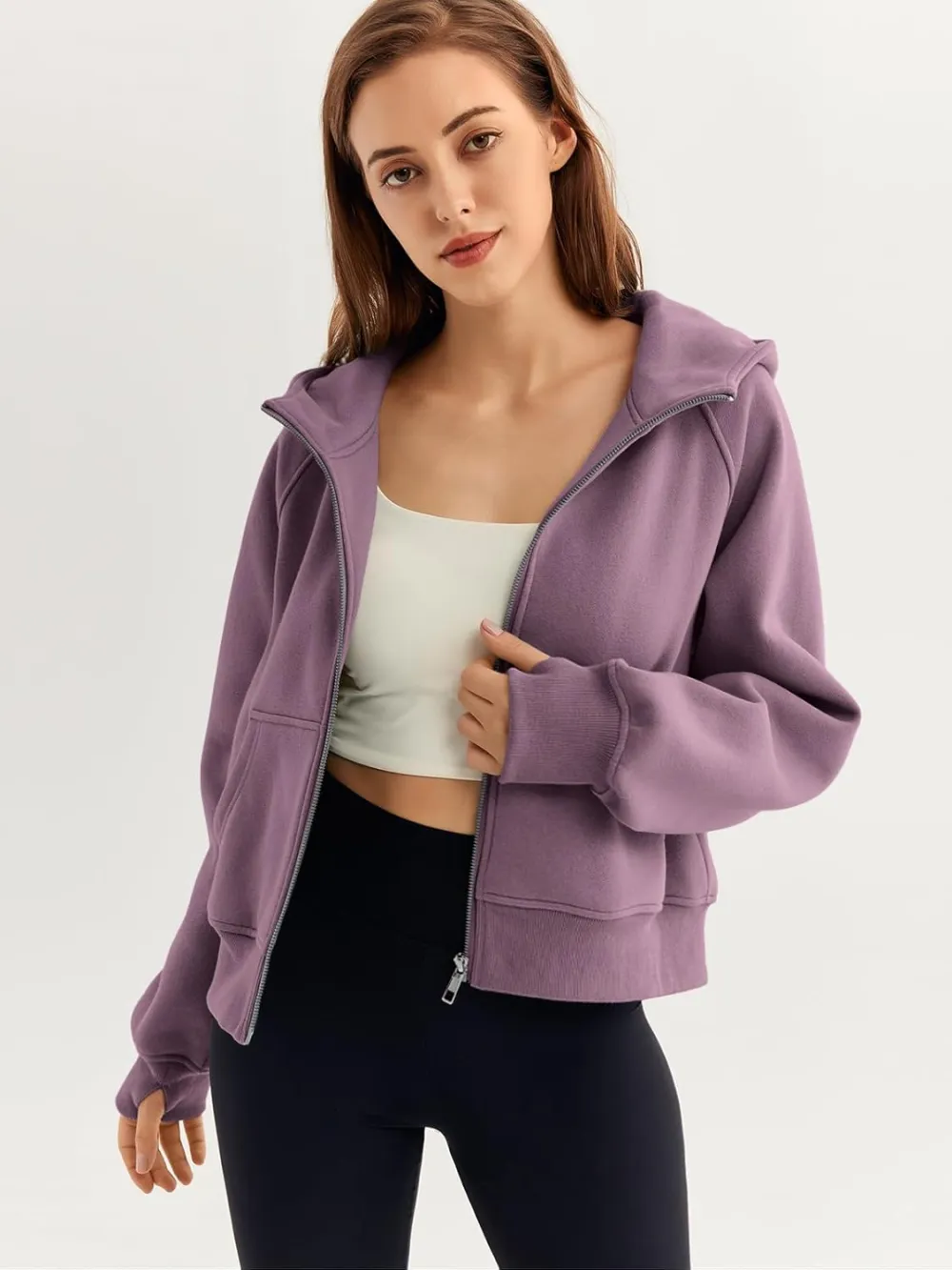 Womens Zip Up Hoodies Fleece Jackets Oversized Sweatshirts Fall Fashion Outfits 2024 Sweaters Winter Clothes