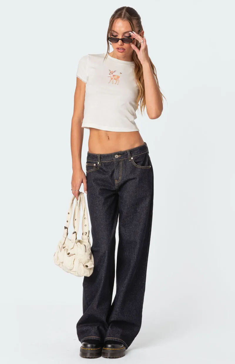 Edikted Raelynn Washed Low Rise Jeans