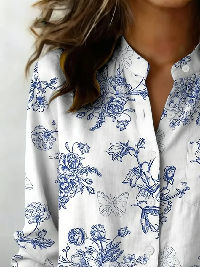 Women's Casual Spring Garden Cotton Linen Shirt
