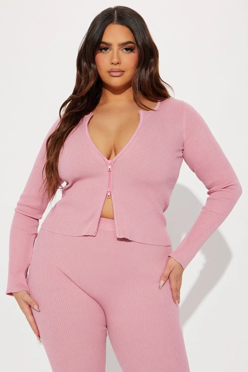 Wrong Way Sweater Pant Set - Pink