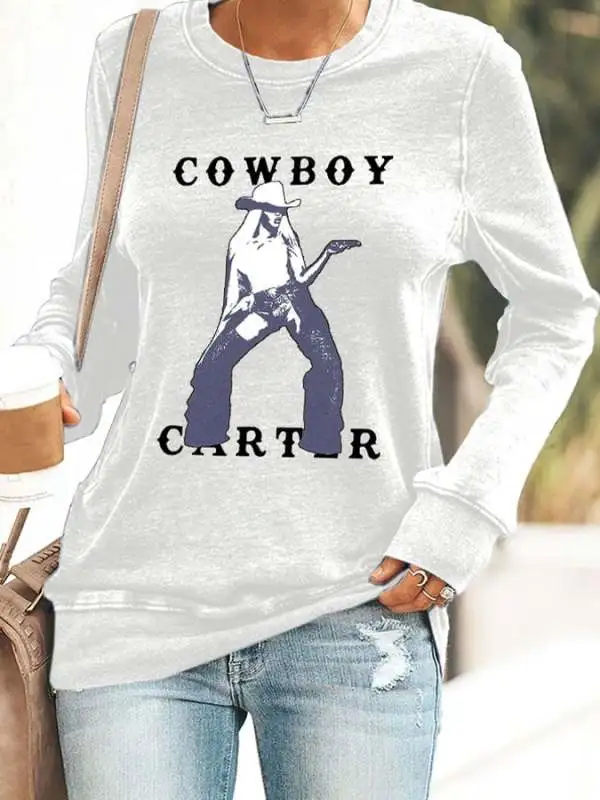 Retro Country Western Music Cowboy Print Sweatshirt