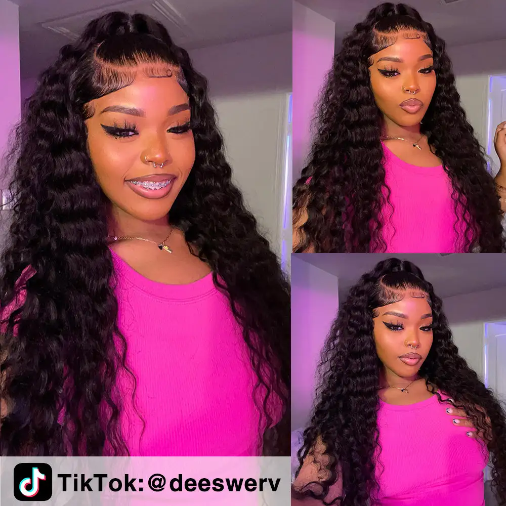 Affordable 16-34inch Sterly 13x6/7×6 Transparent Lace Deep Wave Front Wigs Natural Color/Jet Black