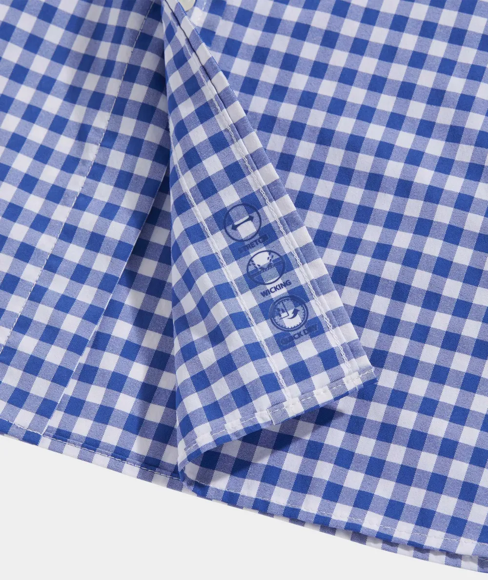 On-The-Go Nylon Short-Sleeve Gingham Shirt