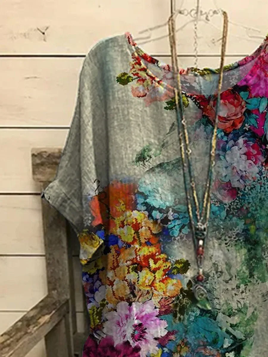 Women's Vintage Painting Casual Top