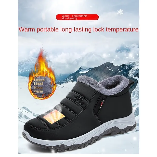 Women's Sneakers Boots Snow Boots Plus Size Hiking Boots Daily Fleece Lined Booties Ankle Boots Winter Wedge Heel Round Toe Fashion Cute Plush Hiking Satin Loafer Solid Color Wine Black