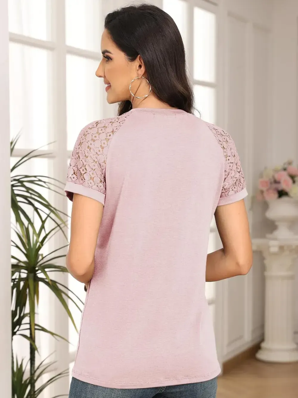 AUTOMET Womens Tshirts Trendy Fashion Tops Lace Short Sleeve Business Tee Shirts Casual Knitted Blouses Summer Outfits 2024