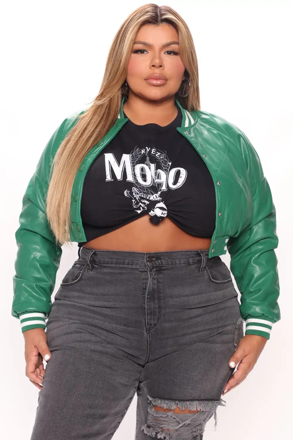 Change Of Plans Cropped Bomber - Hunter