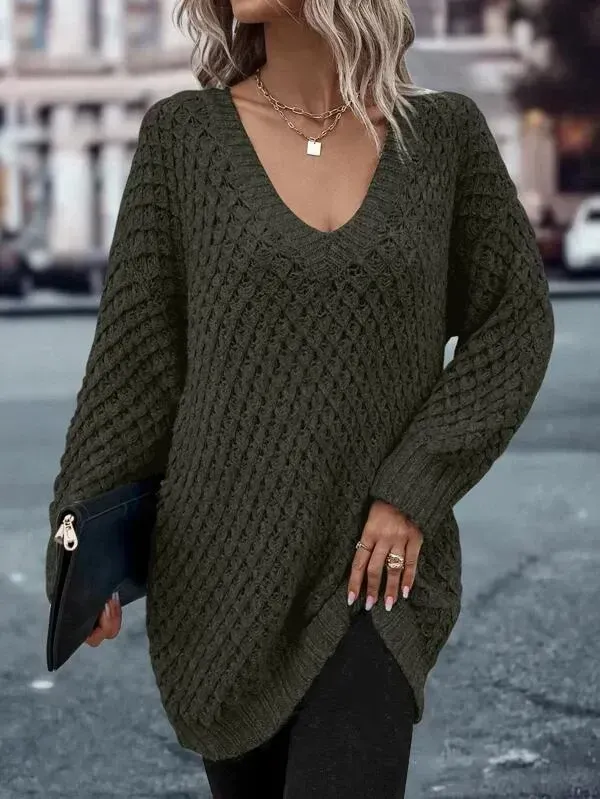 Solid Drop Shoulder Cotton Oversized Sweater