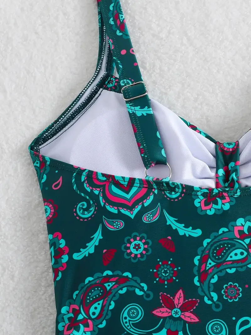 Women's One-Piece Swimsuit - Sexy Style, Floral Print, V-Neck, High Cut - Summer Beachwear - For Women - Perfect for Pool Parties & Beach Vacations - Ideal Gift for Summer