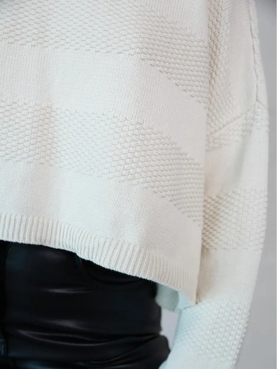 Jess Tonal Striped Knit Cropped Sweater