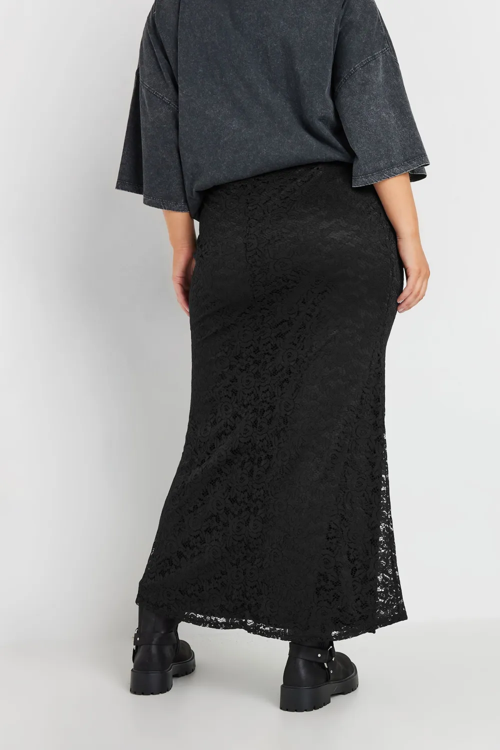 YOURS Curve Black Lace Maxi Skirt