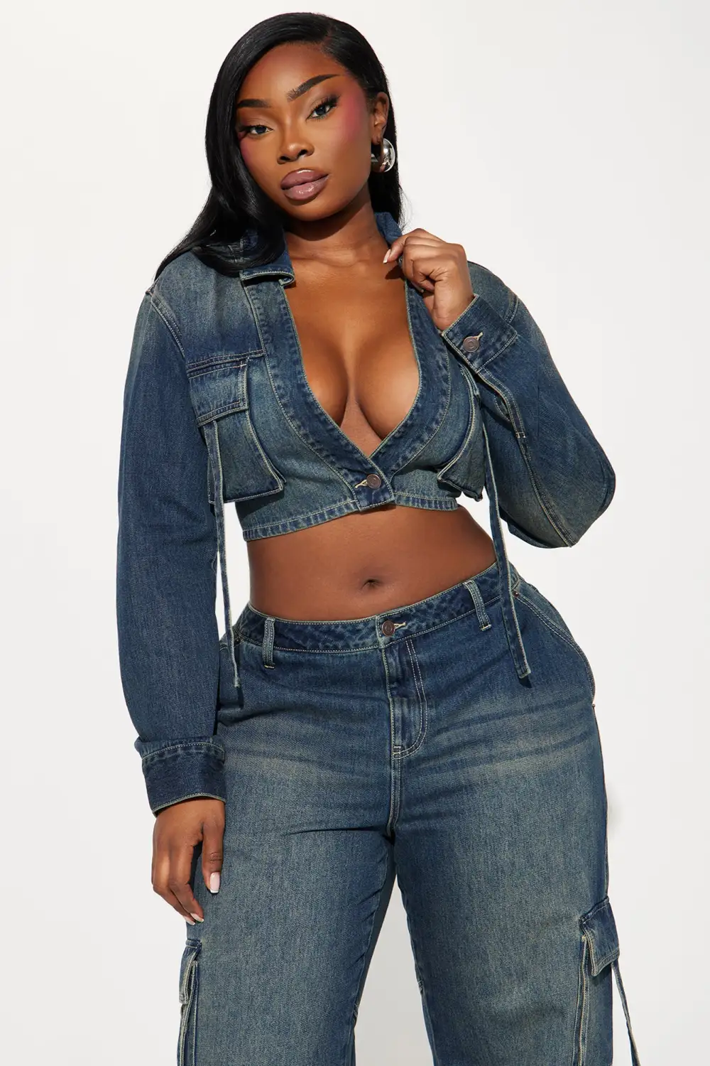 Cool Chick Denim Pant Set - Dark Wash