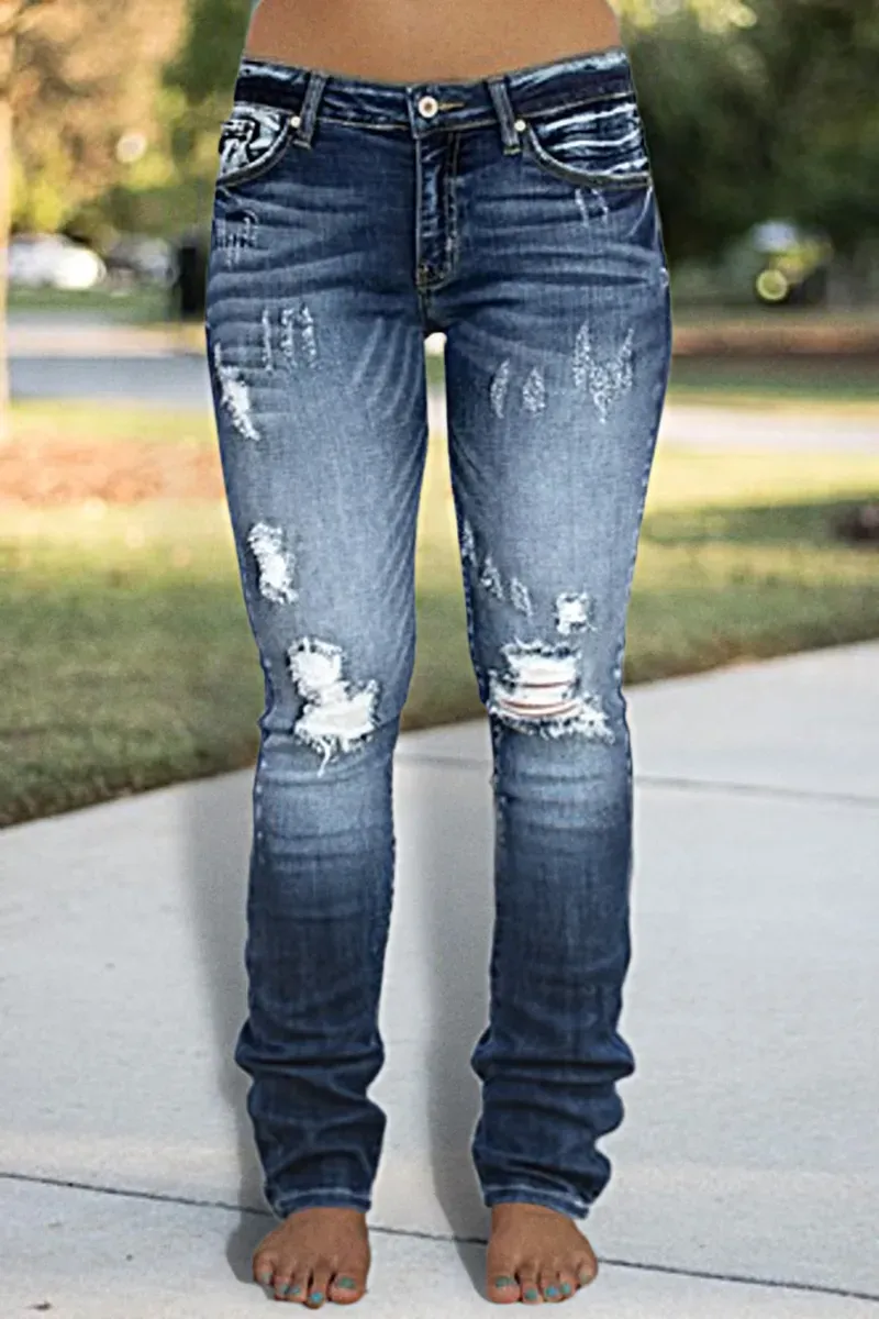 Distressed Low Rise Skinny Jeans