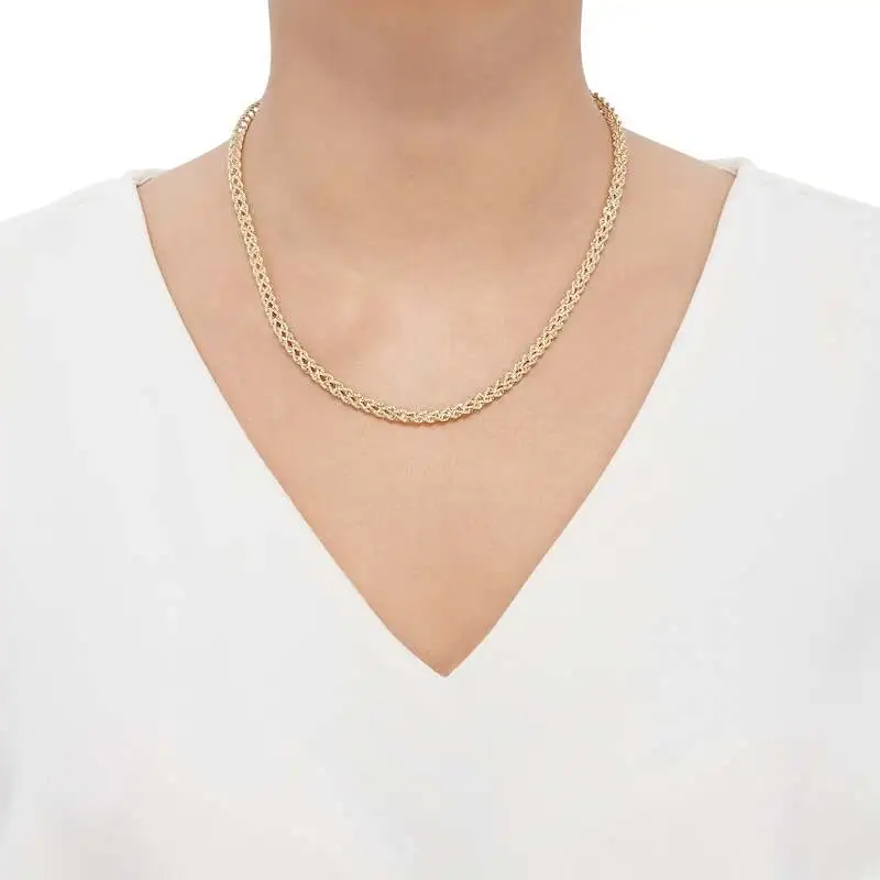 Double Hollow Rope Chain Necklace 10K Yellow Gold 18