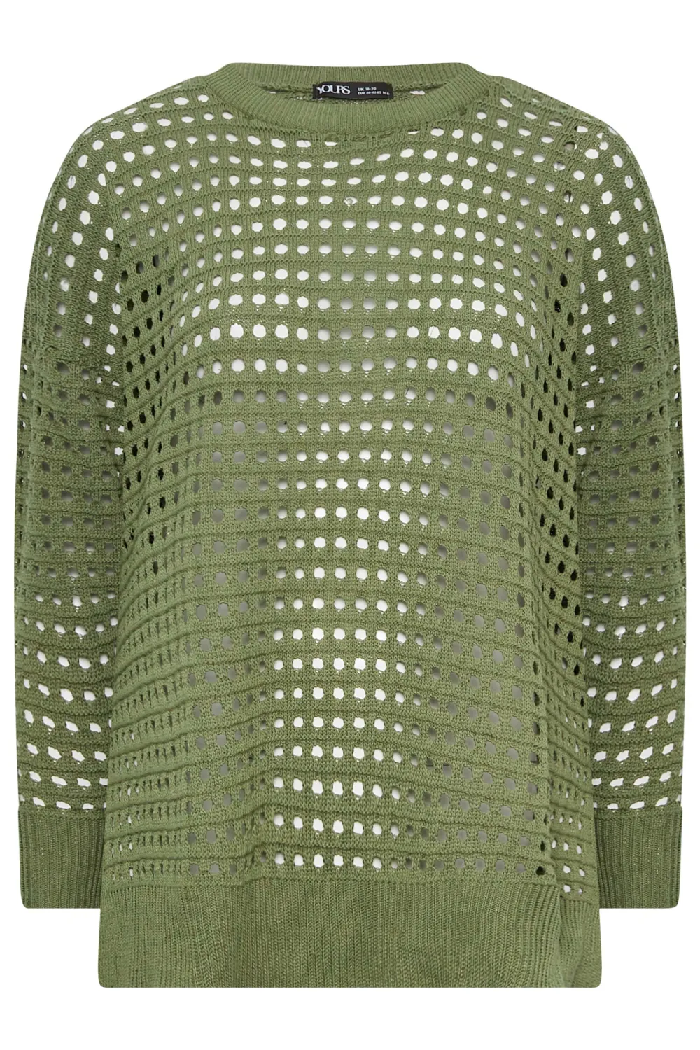 YOURS Curve Black Side Split Crochet Jumper