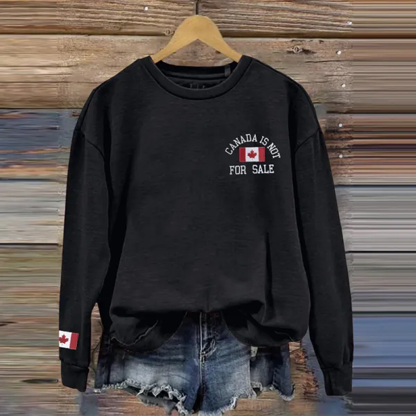 Women's Canadian Flag Embroidery Print Casual Sweatshirt