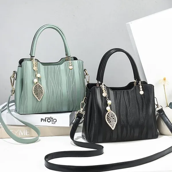 Women's Tote Top Handle Bag PU Leather Daily Office & Career Maroon Black Light Green