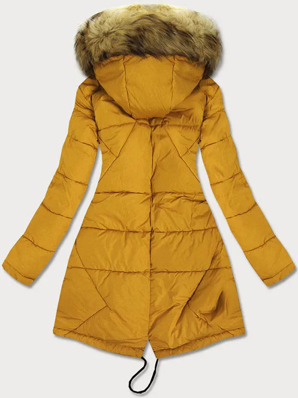 Ladies reversible winter jacket, black and yellow