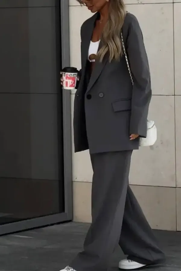 Women's Casual Lapel Loose Suit Two Piece Suit