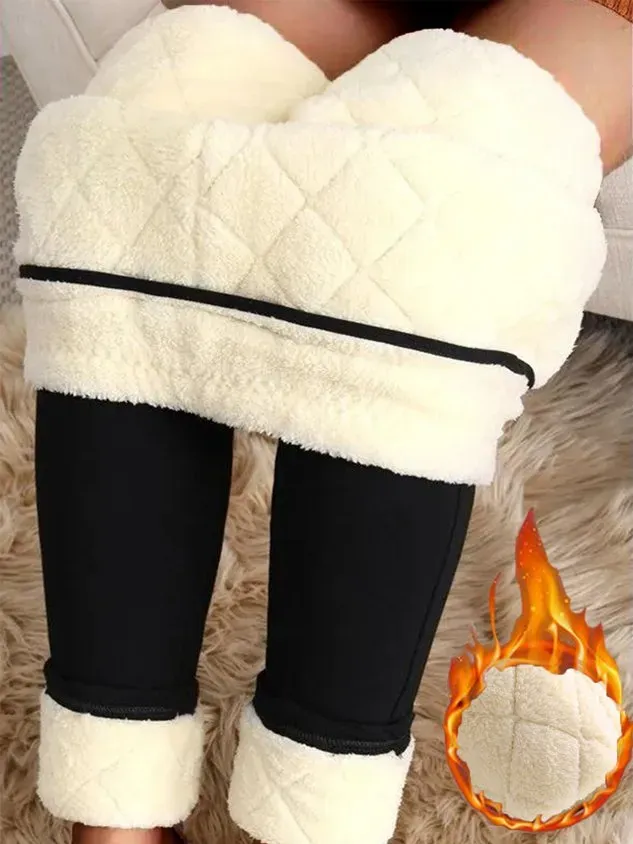 Plain Warmth Casual Fluff Tight Leggings