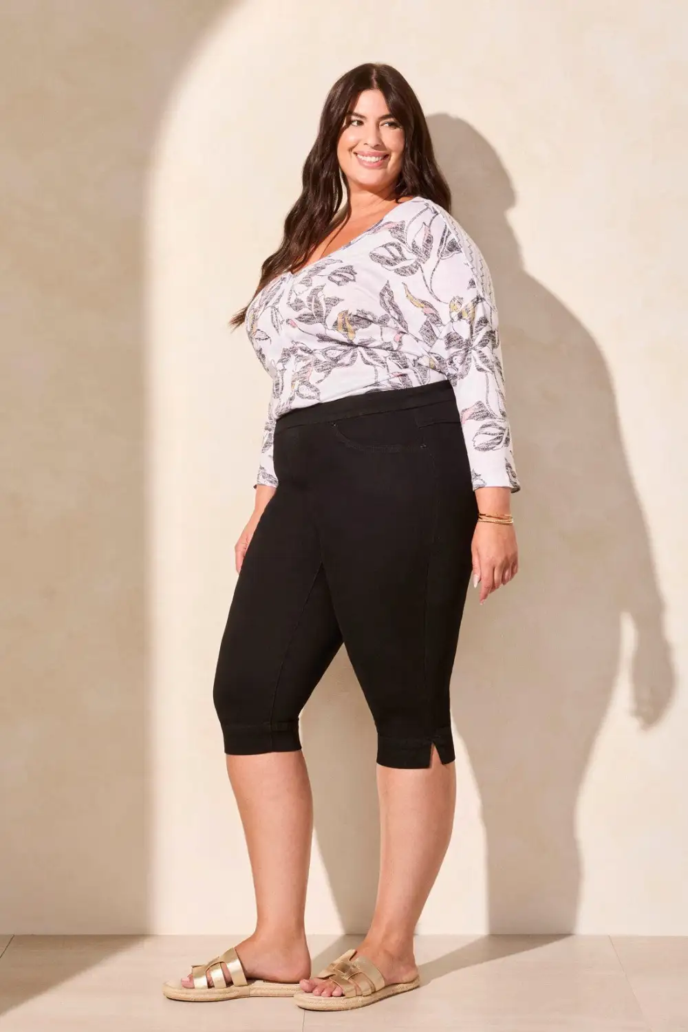 Audrey Comfort Stretch Pull-On Denim Shorts-Justblack