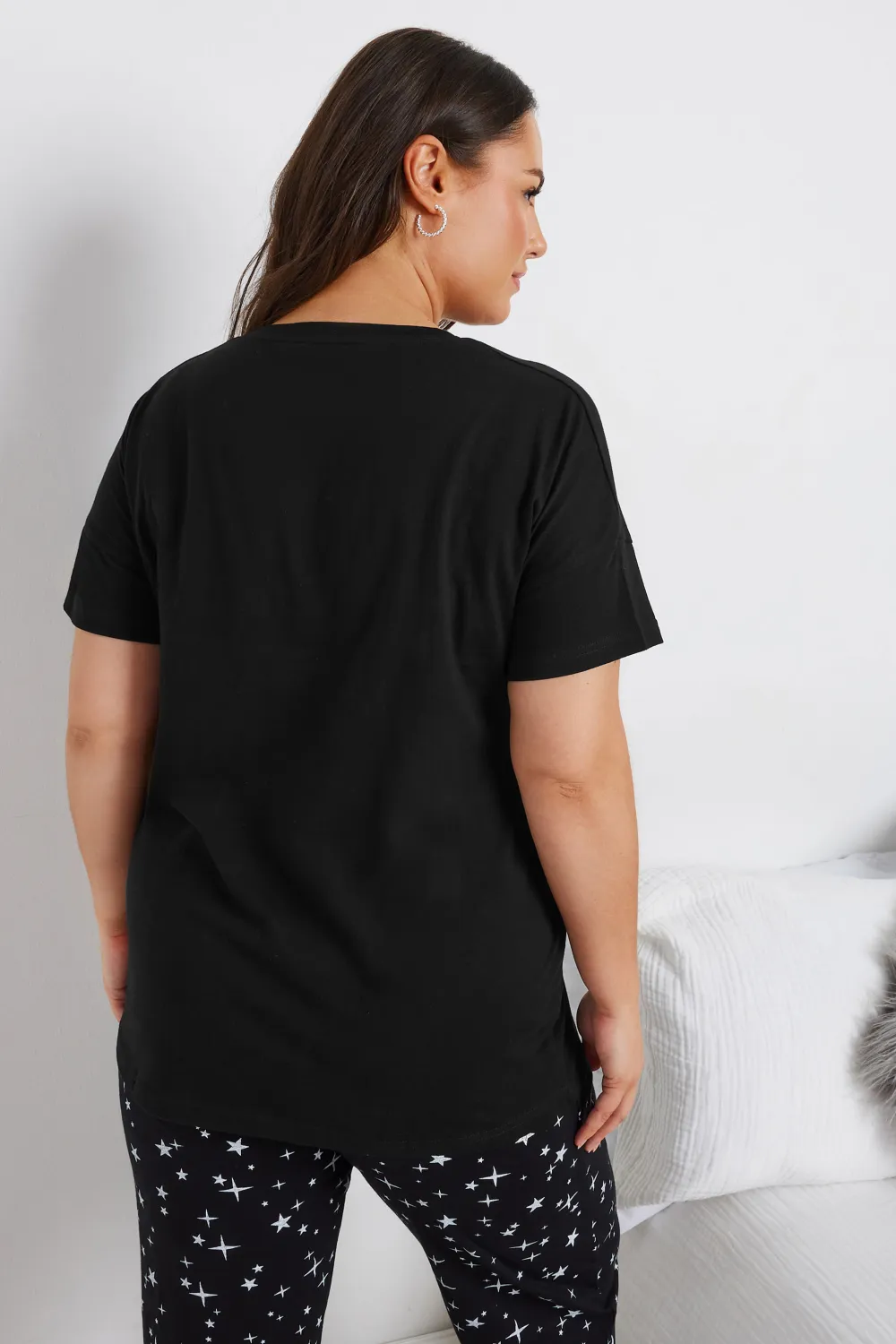 YOURS Curve Black 'Good Night' Slogan Pyjama Top