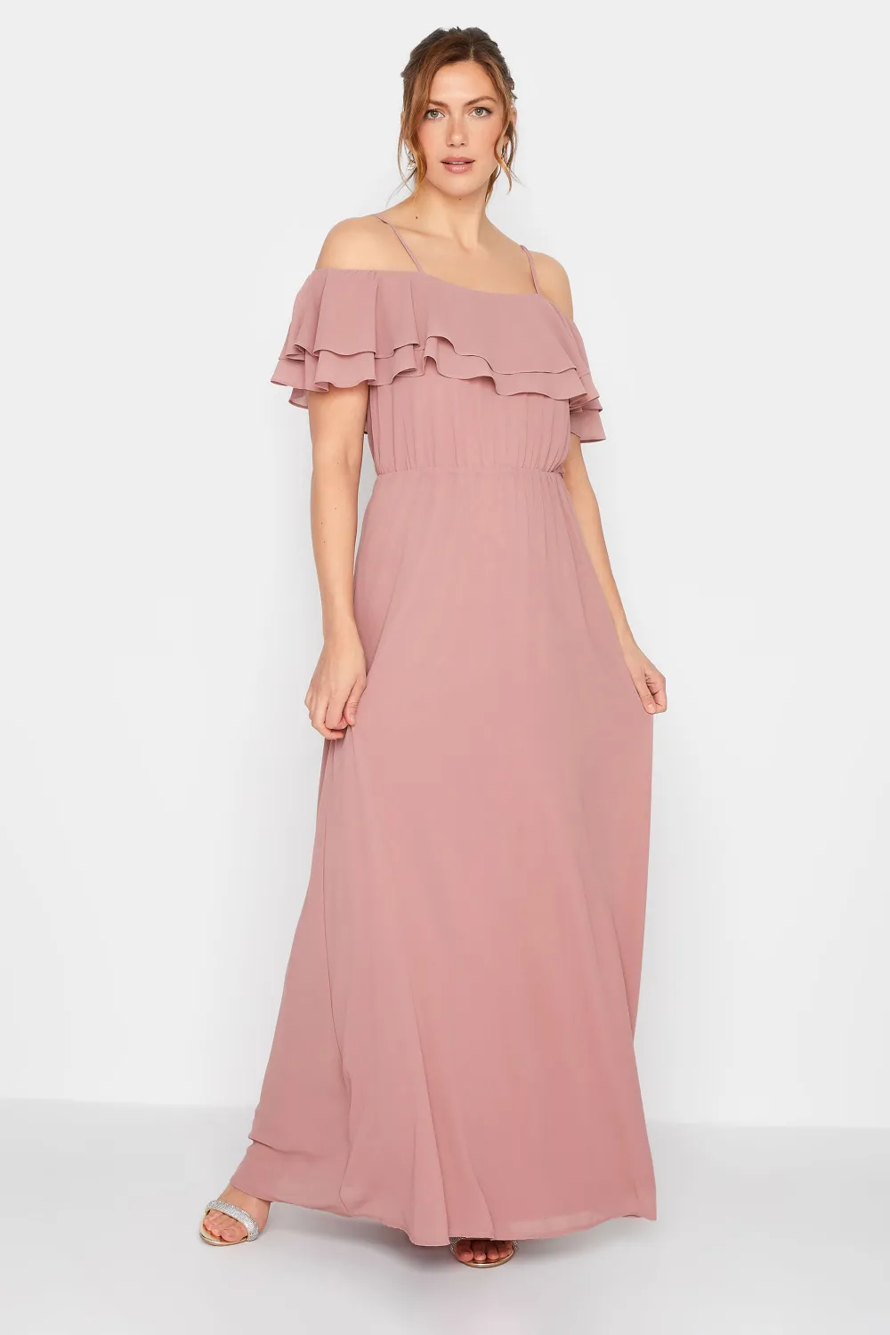 LTS Tall Blush Pink Ruffle Maxi Dress