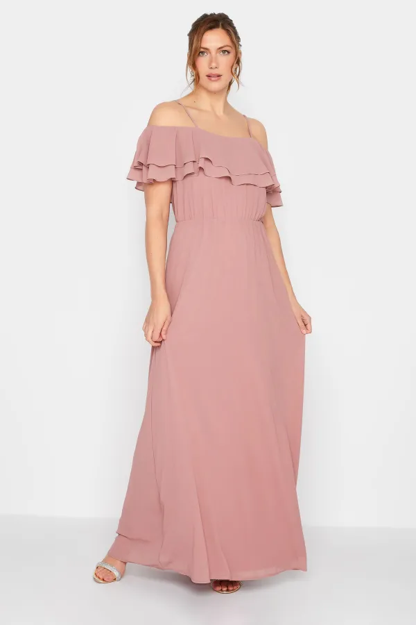 LTS Tall Blush Pink Ruffle Maxi Dress