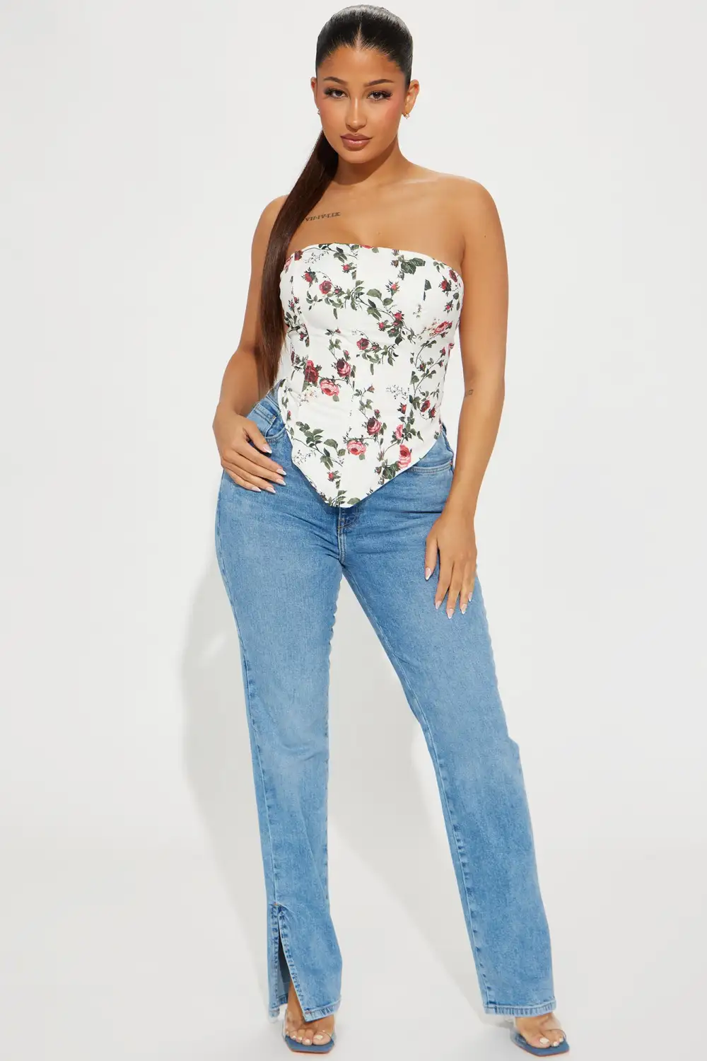 Rosey Days Corset Top - White/combo