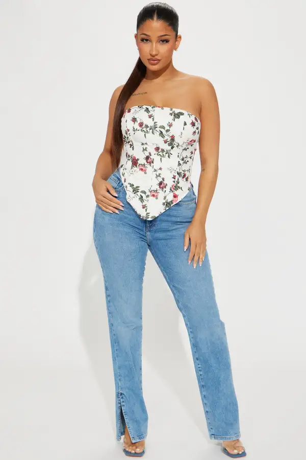Rosey Days Corset Top - White/combo
